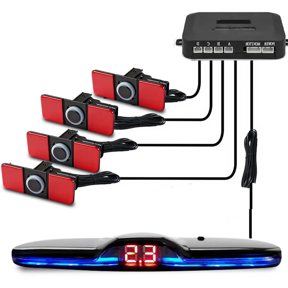 Flat 16.5mm Parktronic 4 Parking Sensors Kit Reversing Backup Radar Recoil Auto Detector Bow Style Assistance Buzzer
Flat 16.5mm Parktronic 4 Parking Sensors Kit Reversing Backup Radar Recoil Auto Detector Bow Style Assistance Buzzer