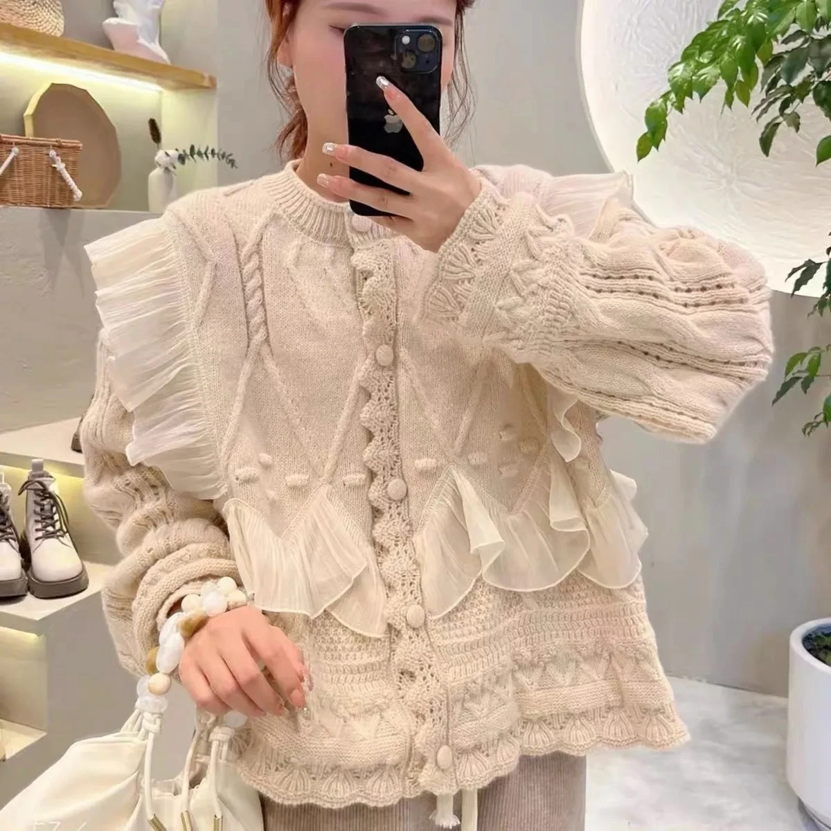 Stylish Fashion Loose Knit Cardigan Coat Women Sweater Jacket 2023 Autumn Winter Ruffles Long Sleeve Single-breasted Knitwear
Stylish Fashion Loose Knit Cardigan Coat Women Sweater Jacket 2023 Autumn Winter Ruffles Long Sleeve Single-breasted Knitwear