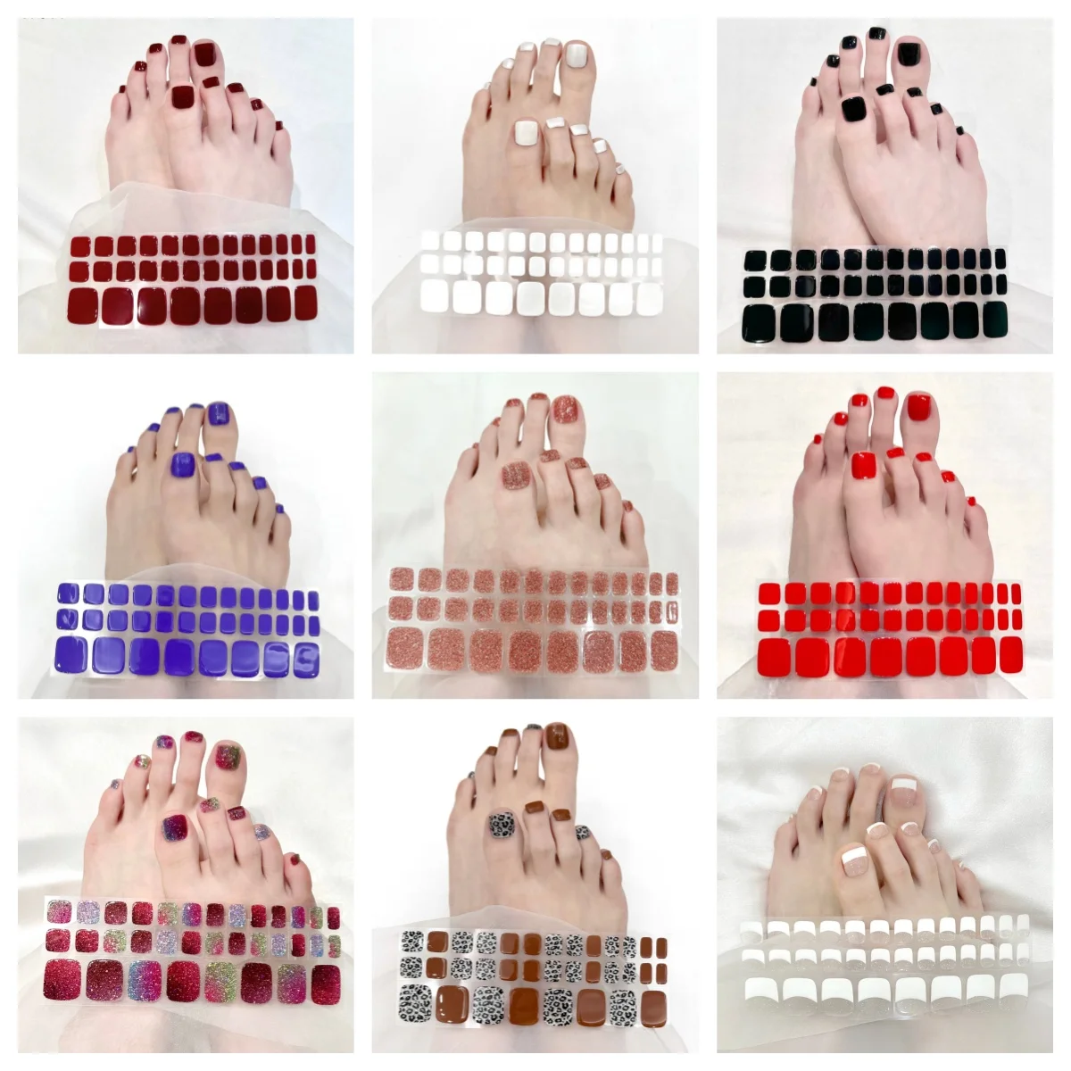 34Tips Flash Powder French White Semi cured UV Gel Nail Sticker Nude Color Toe Nails Wearable Short Flat Shape Foot Toe Stickers
34Tips Flash Powder French White Semi cured UV Gel Nail Sticker Nude Color Toe Nails Wearable Short Flat Shape Foot Toe Stickers