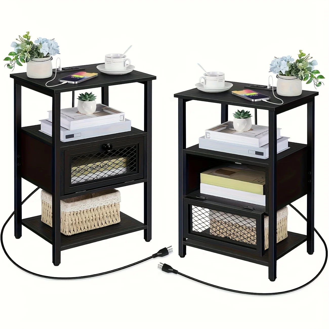 Nightstand with Charging Station Set Of 2 Bedroom Bedside Table with USB Ports And AC Outlets Modern End Table with Storage Drawer And Open Shelf for Living Room Office Dorm, Grey
Nightstand with Charging Station Set Of 2 Bedroom Bedside Table with USB Ports And AC Outlets Modern End Table with Storage Drawer And Open Shelf for Living Room Office Dorm, Grey