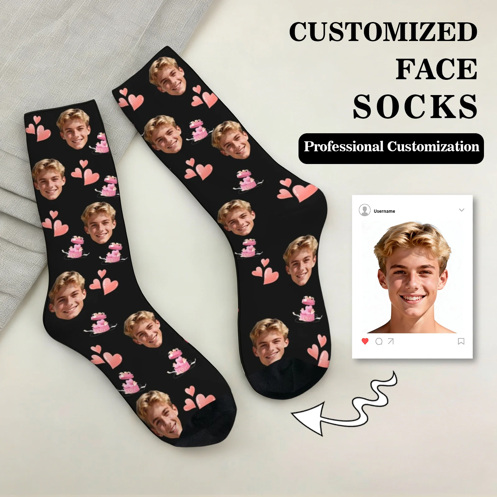 Personalized funny face socks custom photo face socks as a gift for dad mom friends adult patterned socks
Personalized funny face socks custom photo face socks as a gift for dad mom friends adult patterned socks