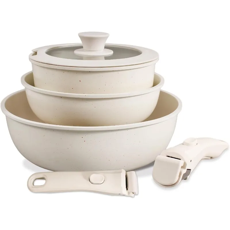 6 PCs pots and pans set non stick, Nonstick Kitchen Cookware Set, 2 Detachable/Removable Handles
6 PCs pots and pans set non stick, Nonstick Kitchen Cookware Set, 2 Detachable/Removable Handles