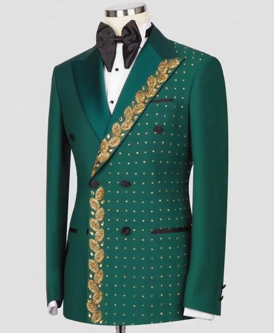 Crystals Green Men Suit Set 2 Pieces Blazer+Black Pants Trousers Formal Office Business Groom Wedding Tuxedo Customized Jacket
Crystals Green Men Suit Set 2 Pieces Blazer+Black Pants Trousers Formal Office Business Groom Wedding Tuxedo Customized Jacket