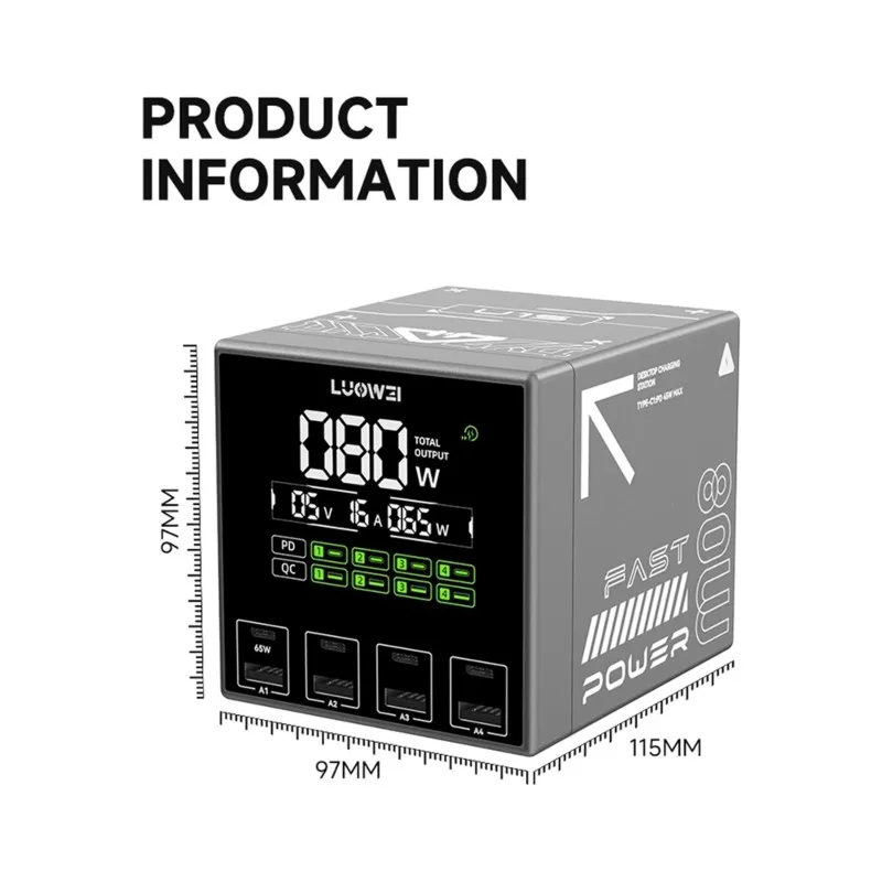 【PHONE ACCESSORY】LUOWEI U1S 80W Desktop Charging Station USB-A Type-C Fast Charging Protocol Support Power Supply Current Voltag
【PHONE ACCESSORY】LUOWEI U1S 80W Desktop Charging Station USB-A Type-C Fast Charging Protocol Support Power Supply Current Voltag