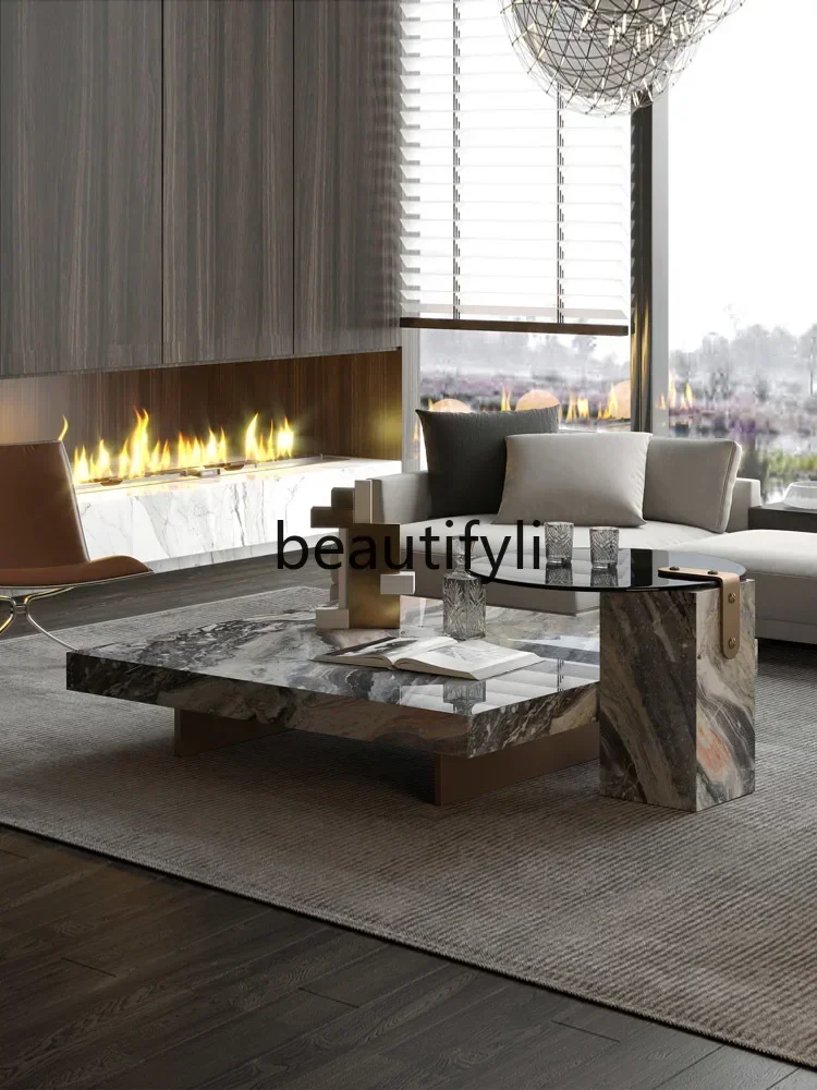 qqMarble coffee table combination square Italian living room minimalist natural ancient wood pattern
qqMarble coffee table combination square Italian living room minimalist natural ancient wood pattern