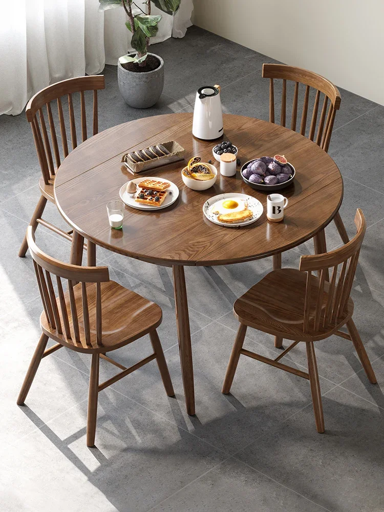 Nordic Solid Wood Retractable Dining Table Household Small Apartment Variable round Dining Table
Nordic Solid Wood Retractable Dining Table Household Small Apartment Variable round Dining Table