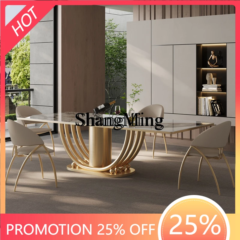 FG household light luxury rock slab dining table Modern simple high-end rectangular villa Natural marble tables and chairs
FG household light luxury rock slab dining table Modern simple high-end rectangular villa Natural marble tables and chairs