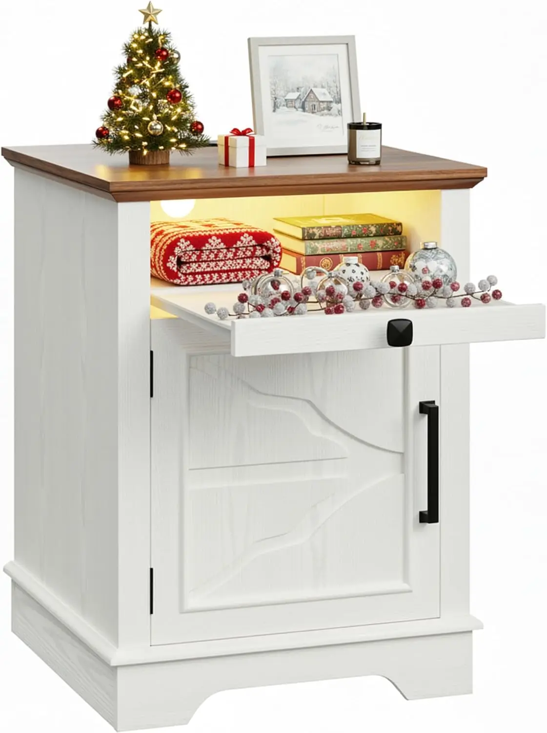 Прикроватная тумбочка в стиле фермерского дома с зарядной станцией и 2 USB-портами, прикроватный столик с LED-подсветкой, управляемой через приложение, 19-дюймовый деревенский приставной столик с местом для хранения
Прикроватная тумбочка в стиле фермерского дома с зарядной станцией и 2 USB-портами, прикроватный столик с LED-подсветкой, управляемой через приложение, 19-дюймовый деревенский приставной столик с местом для хранения