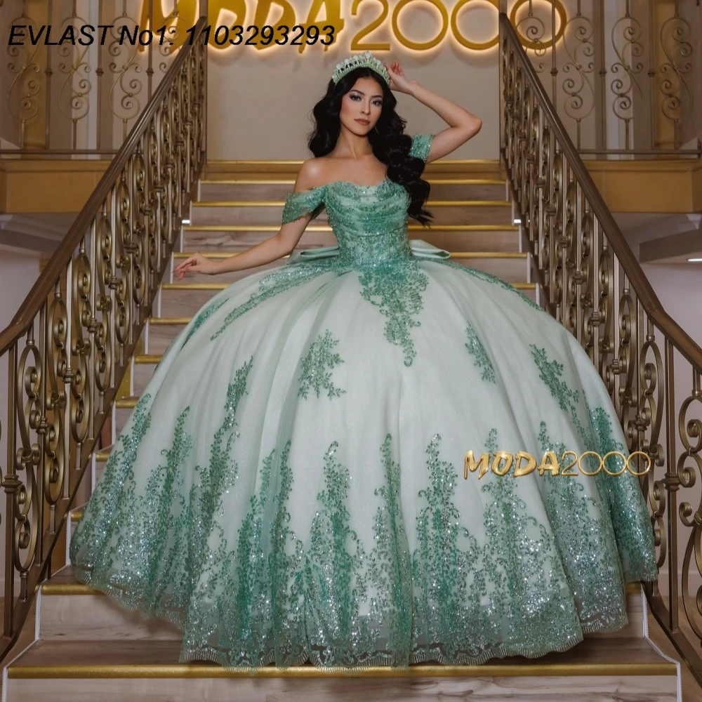 EVLAST Customized Shiny Sage Ball Gown Quinceanera Dress Sequins Lace Applique Beading Bow Sweet 16 Vestidos De 15 Anos E1Q792
EVLAST Customized Shiny Sage Ball Gown Quinceanera Dress Sequins Lace Applique Beading Bow Sweet 16 Vestidos De 15 Anos E1Q792