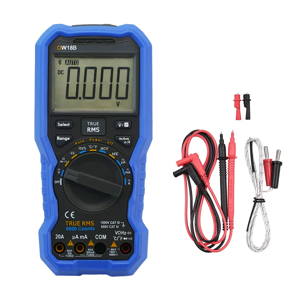 OW18B Smart Digital Multimeter 20A 3 5/ 6 Digit Auto Range Bluetooth Version Data Multimeter Thermometer
OW18B Smart Digital Multimeter 20A 3 5/ 6 Digit Auto Range Bluetooth Version Data Multimeter Thermometer