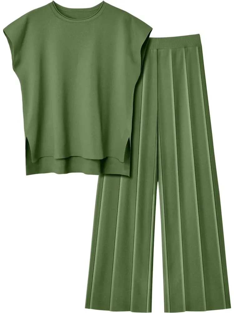 Spring Summer Knitted Tank Top + Wide Leg Pant Sets Knitting Women Set Sleeveless Vest Trouser Casual Loose Homewear Outfits
Spring Summer Knitted Tank Top + Wide Leg Pant Sets Knitting Women Set Sleeveless Vest Trouser Casual Loose Homewear Outfits