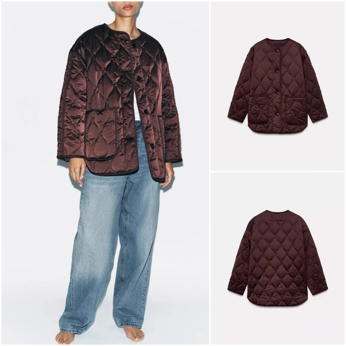 Повседневная шелковая атласная хлопковая куртка, круглая весенняя новинка, женская модная универсальная верхняя одежда, удобное длинное пальто све 
Повседневная шелковая атласная хлопковая куртка, круглая весенняя новинка, женская модная универсальная верхняя одежда, удобное длинное пальто све