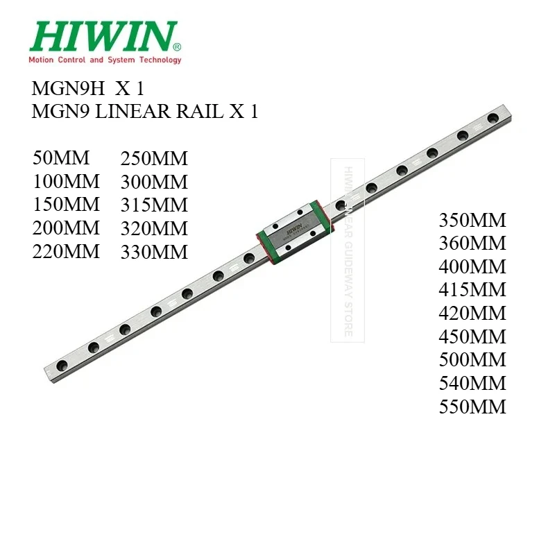 Hiwin MGN9H MGN9 Z1 Hiwin MGN9 Rail 50mm 100 150 200mm 250 300mm 350 400mm 450 500 550mm + Hiwin MGN9H Block Z1 Carriage
Hiwin MGN9H MGN9 Z1 Hiwin MGN9 Rail 50mm 100 150 200mm 250 300mm 350 400mm 450 500 550mm + Hiwin MGN9H Block Z1 Carriage
