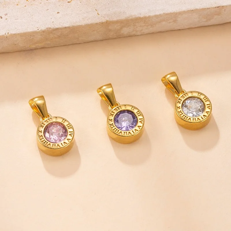 10 шт./лот, белый, фиолетовый, розовый, с кубическим цирконием, подвески из нержавеющей стали с римскими цифрами, диск, кулон для изготовления ювелирных изделий, аксессуары
10 шт./лот, белый, фиолетовый, розовый, с кубическим цирконием, подвески из нержавеющей стали с римскими цифрами, диск, кулон для изготовления ювелирных изделий, аксессуары