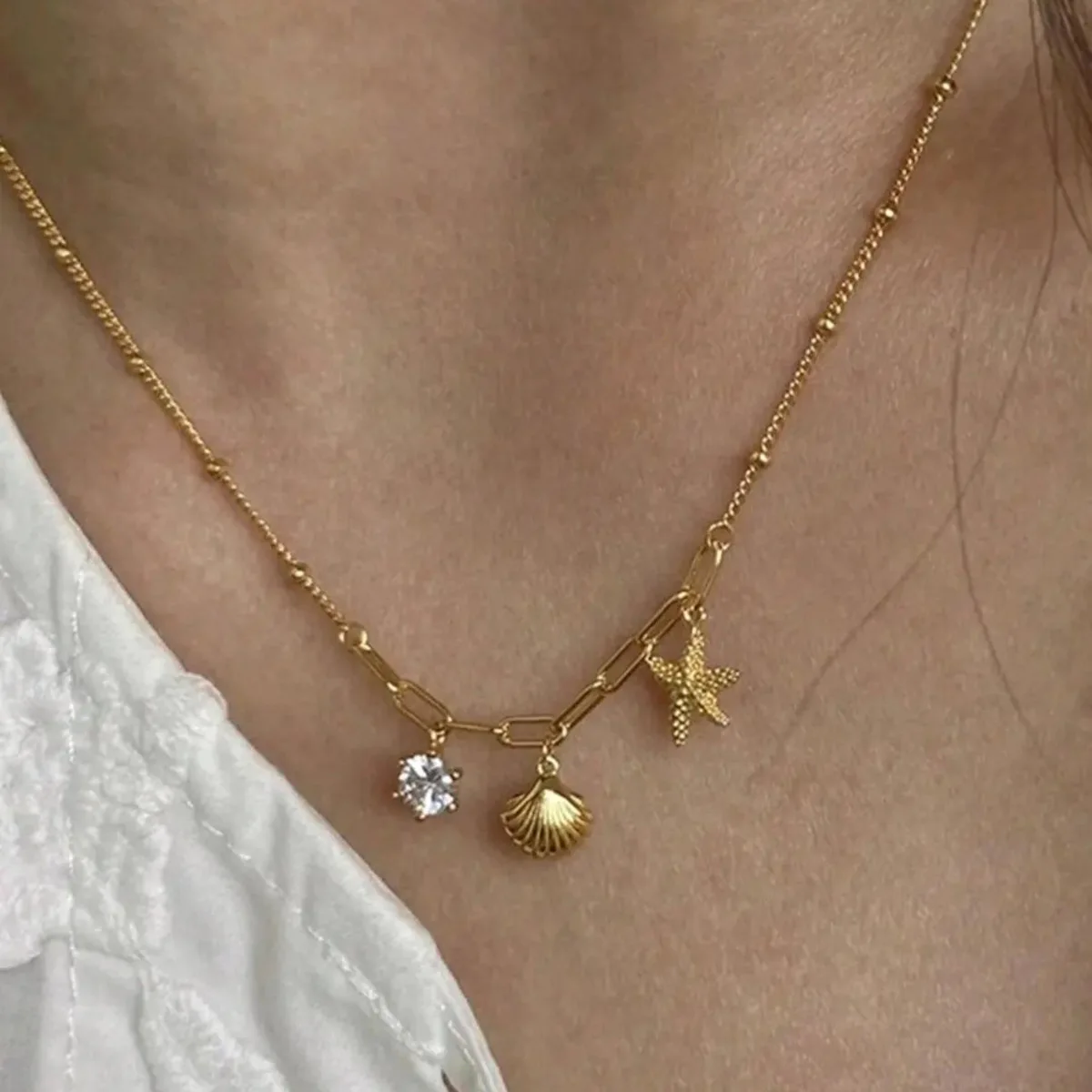 YHTOT Trend Stones Classic Style Shell Titanium Steel Zircon 18K Gold Color Plated Plating Inlay Pendant Necklace
YHTOT Trend Stones Classic Style Shell Titanium Steel Zircon 18K Gold Color Plated Plating Inlay Pendant Necklace