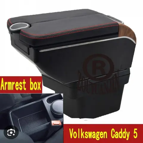 Armrests For caddy 5 2024 Armrest box Double doors open 7USB Centre Console Storage Box Arm Rest
