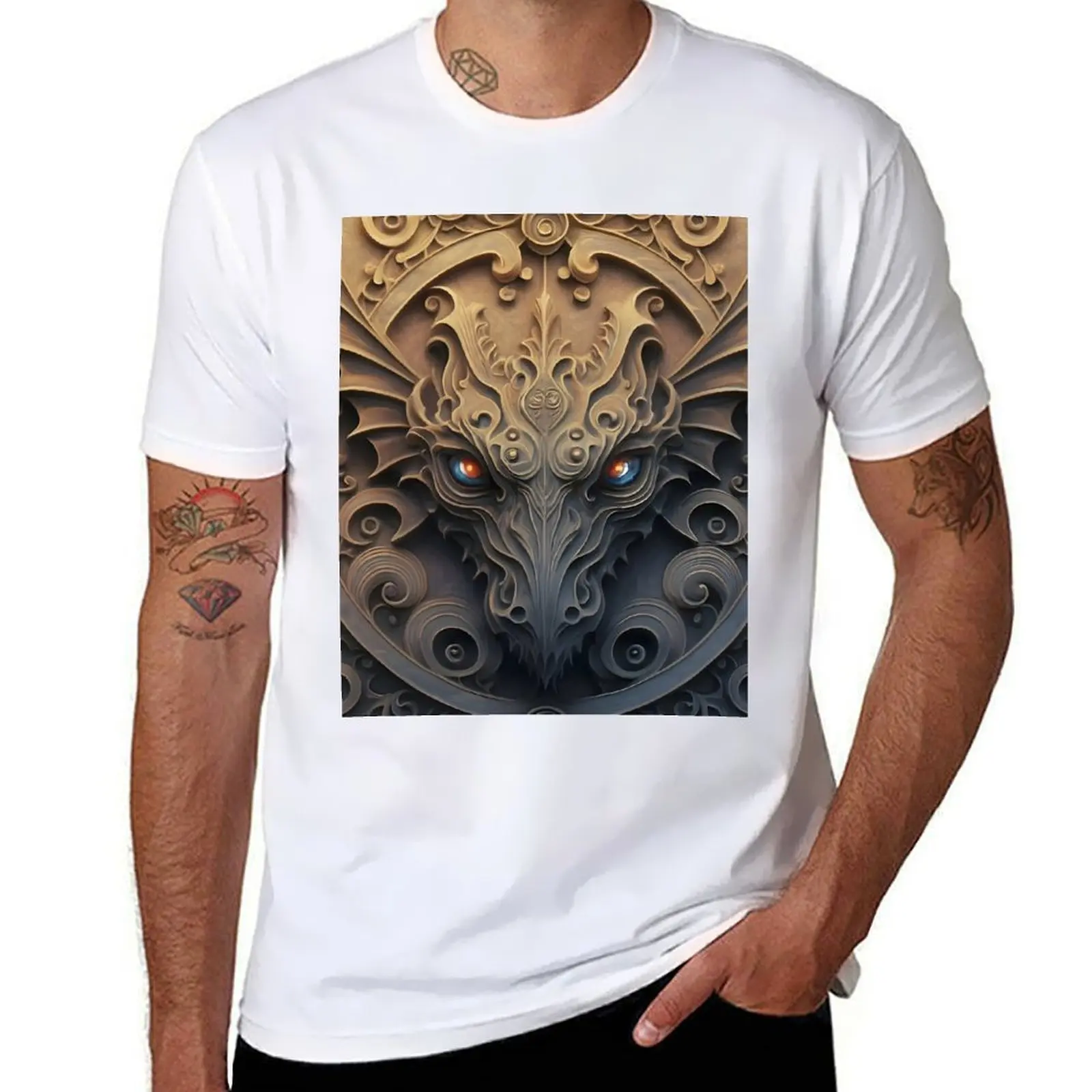 Medieval Stone Gargoyle Dragon Carving Graphic T-Shirt t shirt man cotton t shirt men 100% cotton luxury brand T-Shirt
Medieval Stone Gargoyle Dragon Carving Graphic T-Shirt t shirt man cotton t shirt men 100% cotton luxury brand T-Shirt