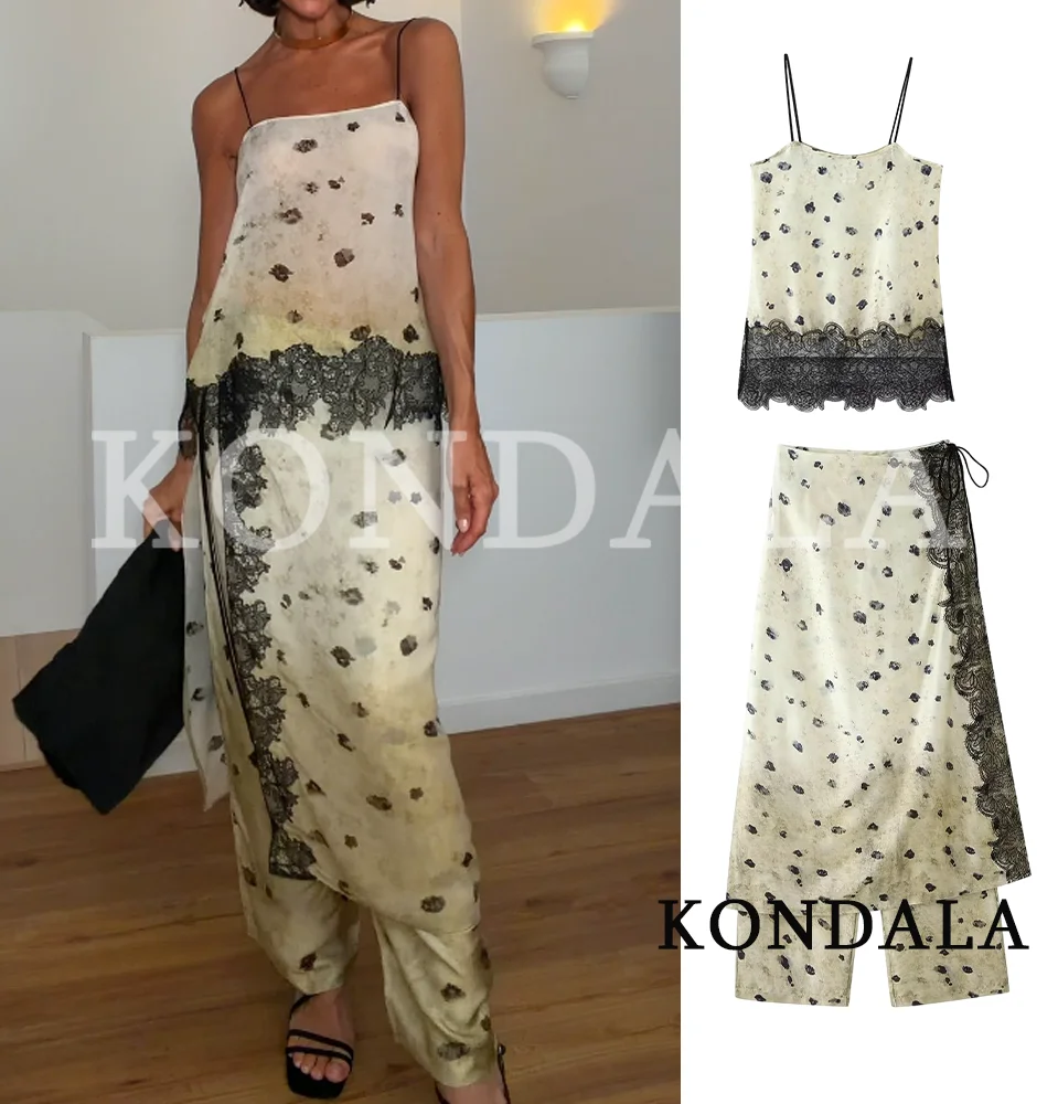 KONDALA Women Elegant Chic Printed Satin Pants Set 2026 Summer Dinner Dating Lace Splicing Set Holiday Vintage Camisole,Culottes
KONDALA Women Elegant Chic Printed Satin Pants Set 2026 Summer Dinner Dating Lace Splicing Set Holiday Vintage Camisole,Culottes