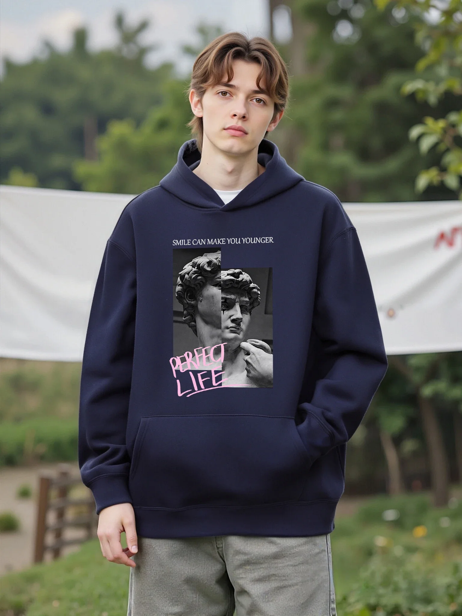 Perfect Life Statue imprime hommes bases nouveaux sweats à capuche poche confortable sweats décontracté haute rue haut ample
Perfect Life Statue imprime hommes bases nouveaux sweats à capuche poche confortable sweats décontracté haute rue haut ample
