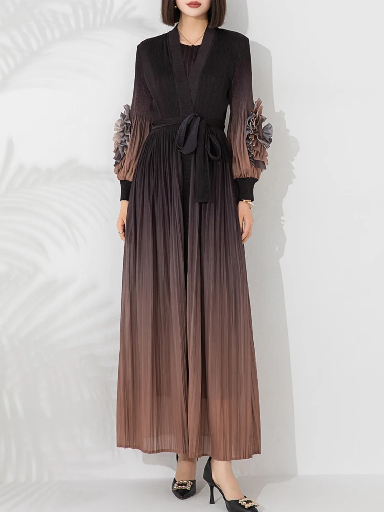 Fashion Pleated Gradient Dresses Outfit Spring Women Lace Up Coat+sleeveless Dress Autumn Casual Knee Length Dress Two Piece Set
Fashion Pleated Gradient Dresses Outfit Spring Women Lace Up Coat+sleeveless Dress Autumn Casual Knee Length Dress Two Piece Set