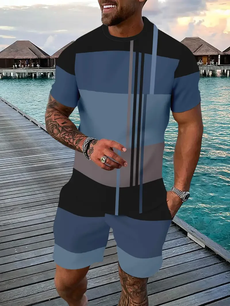 2025 Men's T-shirts Shorts Sets 3D Color Block Print Casual Hawaiian Tees Suit Summer Men Women Tracksuit 2 Piece Jogger Outfits
2025 Men's T-shirts Shorts Sets 3D Color Block Print Casual Hawaiian Tees Suit Summer Men Women Tracksuit 2 Piece Jogger Outfits