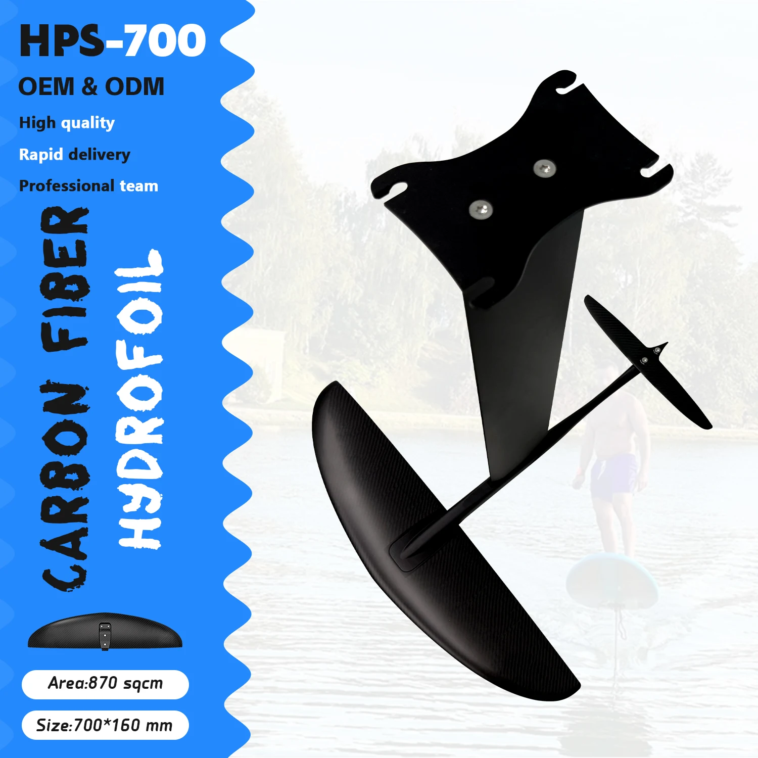 High Performance Hydrofoil Carbon Front Wing HPS 700 for Maximum Speed, Glide, and Control in Wing, Kite,and Windsurf Foiling
High Performance Hydrofoil Carbon Front Wing HPS 700 for Maximum Speed, Glide, and Control in Wing, Kite,and Windsurf Foiling
