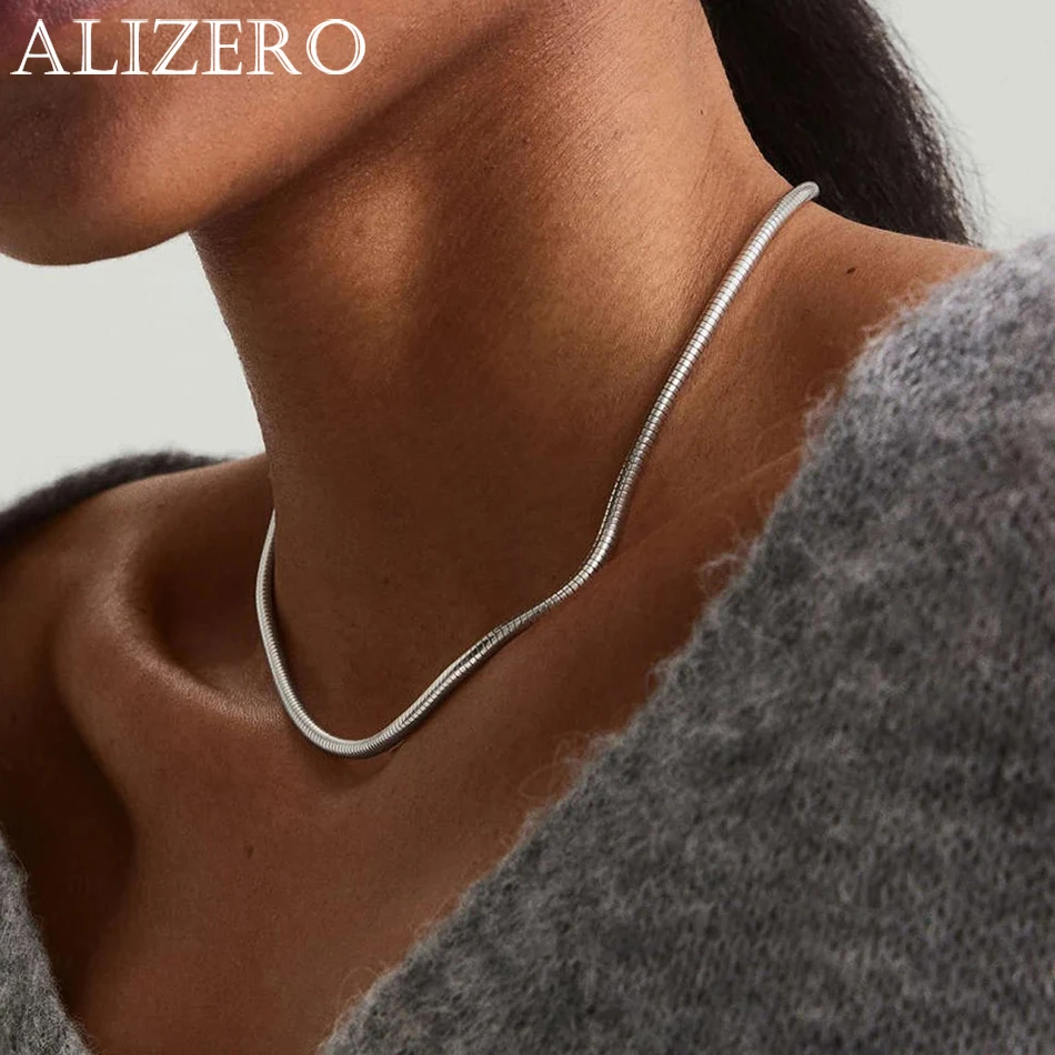 ALIZERO 925 Sterling Silver 3MM Snake Chain Necklace For Women Men Fashion Hip Hop Simple Necklaces Jewelry Wholesale 40-75cm
ALIZERO 925 Sterling Silver 3MM Snake Chain Necklace For Women Men Fashion Hip Hop Simple Necklaces Jewelry Wholesale 40-75cm
