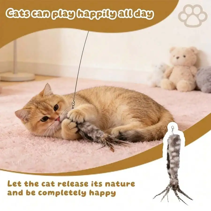 Interactive Cat Wand Toy With Feather Teaser And Suction Cup Door Hanging Design
Interactive Cat Wand Toy With Feather Teaser And Suction Cup Door Hanging Design
