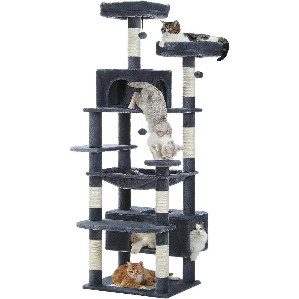 Cat Tower for Large Cats, Cat Condo with Sisal-Covered Scratching Posts and Pads, 2 Padded Perch
Cat Tower for Large Cats, Cat Condo with Sisal-Covered Scratching Posts and Pads, 2 Padded Perch