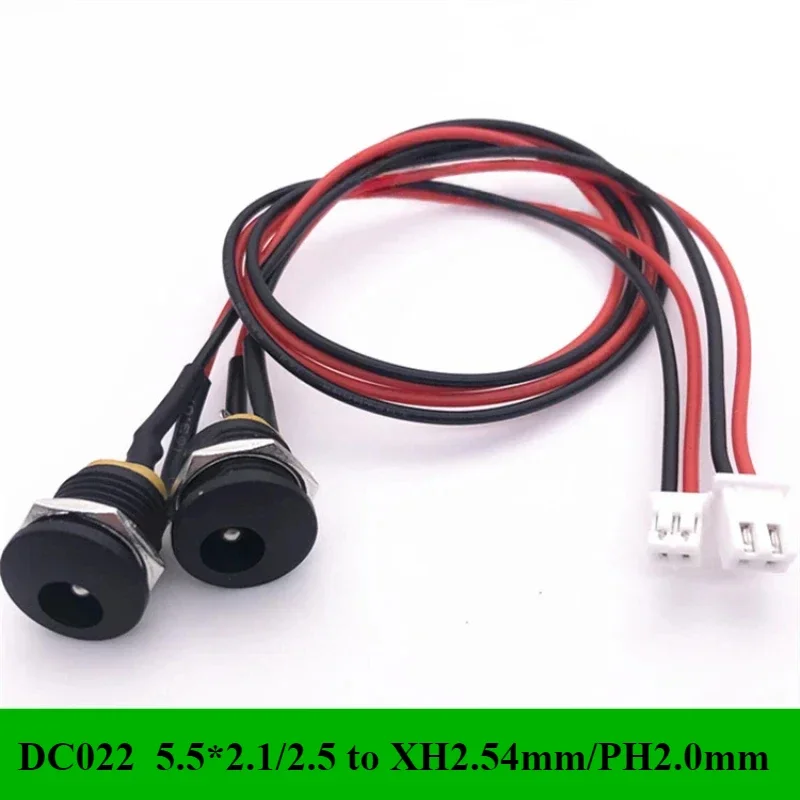 DC-022 Female 5.5X2.5/2.1 to XH2.54mm/PH2.0mm 2P terminal cable with threaded DC power socket 5.5X2.1mmDC female head 22AWG 30CM
DC-022 Female 5.5X2.5/2.1 to XH2.54mm/PH2.0mm 2P terminal cable with threaded DC power socket 5.5X2.1mmDC female head 22AWG 30CM
