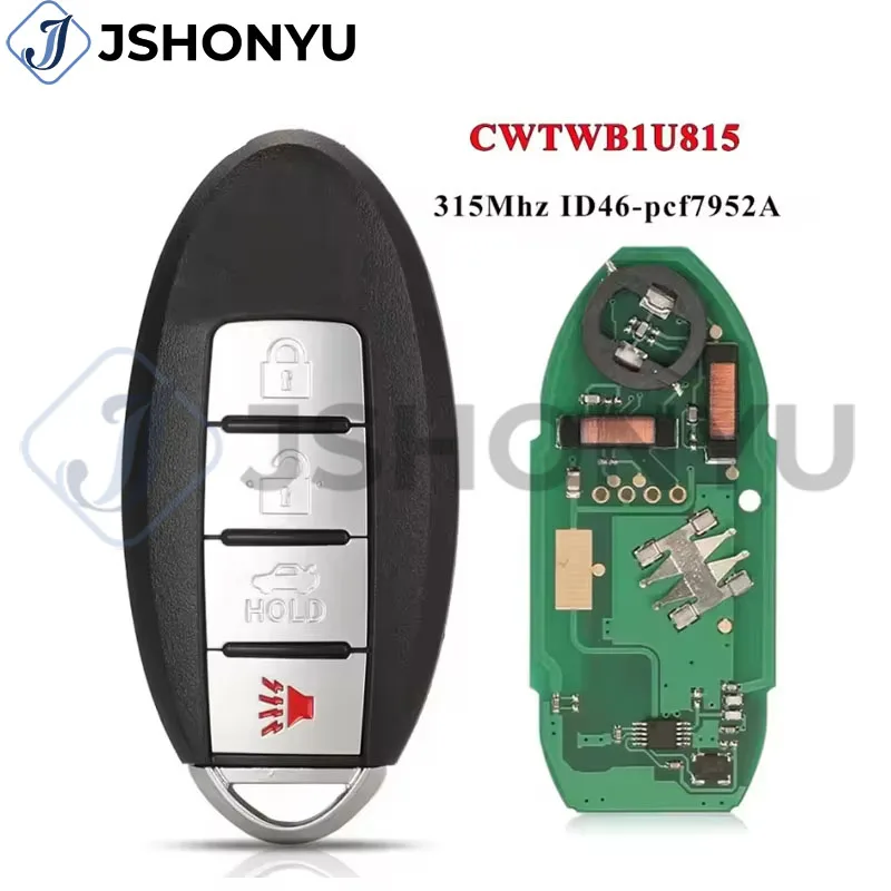 JsHonYu CWTWB1U815 315MHz ID46 Chip 4 Button Smart Remote Key Fob for Nissan Sylphy Teana Sentra Versa
JsHonYu CWTWB1U815 315MHz ID46 Chip 4 Button Smart Remote Key Fob for Nissan Sylphy Teana Sentra Versa