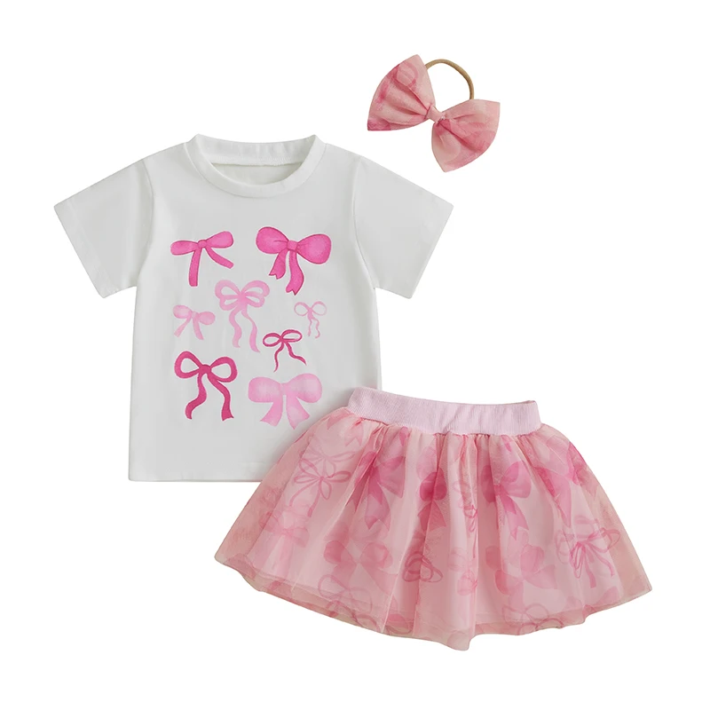 0-3Y Baby Girls Summer 3PCS Skirt Outfits Short Sleeve Bow Print Tops A-line Tulle Skirt Headband Set
0-3Y Baby Girls Summer 3PCS Skirt Outfits Short Sleeve Bow Print Tops A-line Tulle Skirt Headband Set