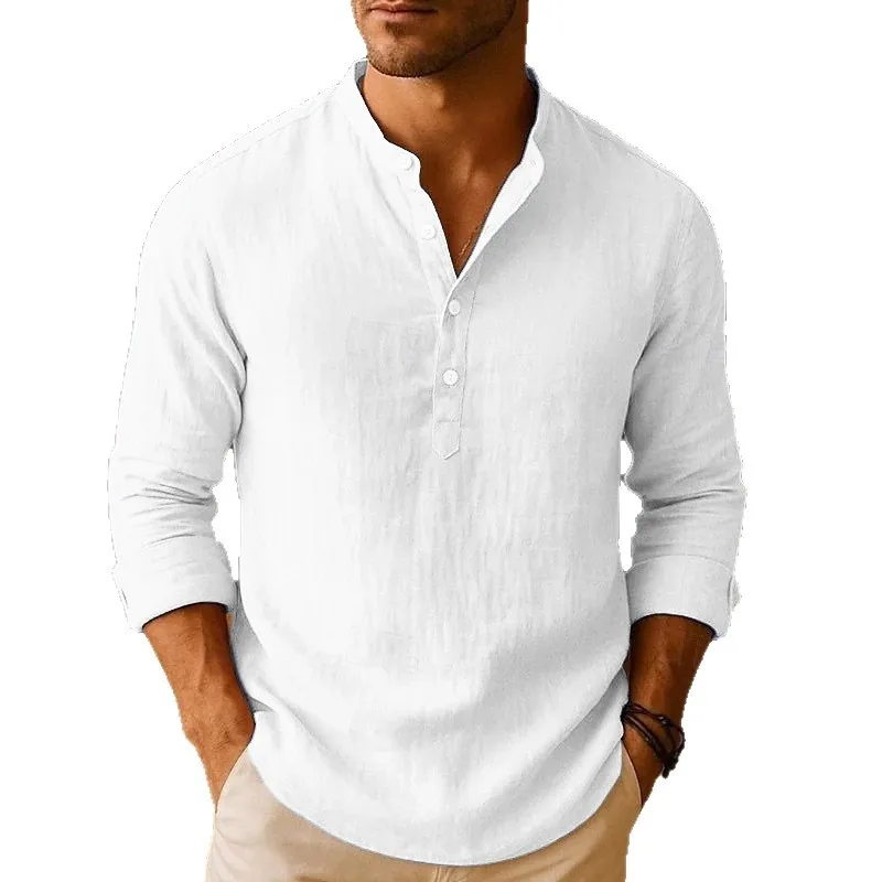 Men's Cotton Linen Stand Collar Henry Long Sleeve Shirt Men's Summer Cotton Linen Shirt Casual Breathable Long Sleeve Tops
Men's Cotton Linen Stand Collar Henry Long Sleeve Shirt Men's Summer Cotton Linen Shirt Casual Breathable Long Sleeve Tops