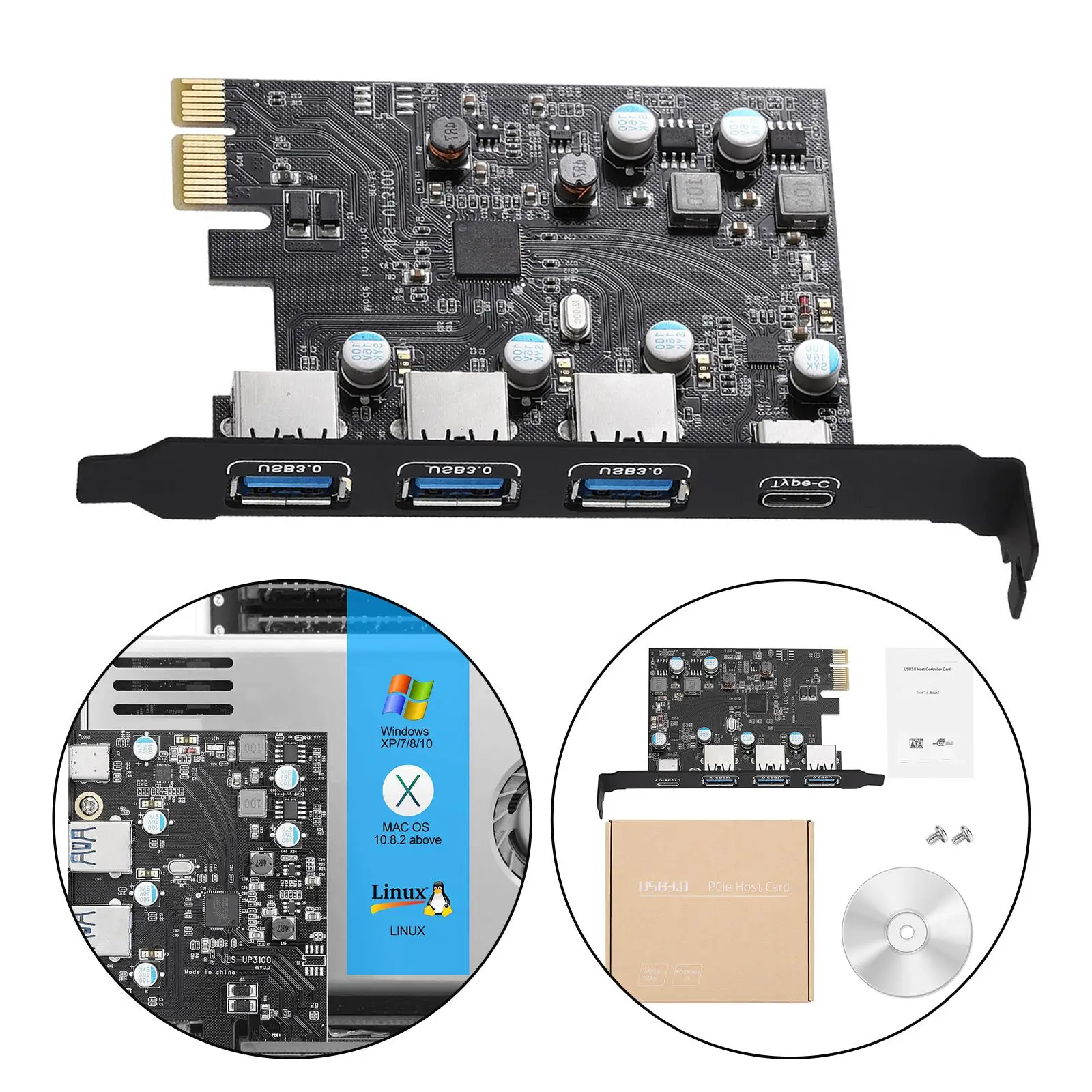 USB 3., 4 Ports Internal USB Port Card PCI to USB Expansion Card (1) Type A(3 ) No Need Additional Power Supply
USB 3., 4 Ports Internal USB Port Card PCI to USB Expansion Card (1) Type A(3 ) No Need Additional Power Supply