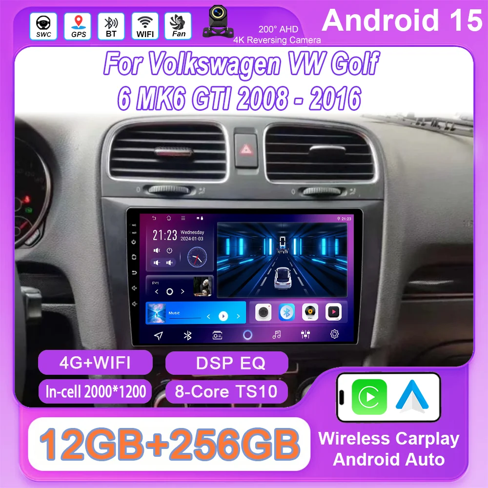 Car Android 15 GPS Navigation For Volkswagen VW Golf 6 MK6 GTI 2008-2016 Auto Radio Stereo Head Unit Multimidia Player Carplay
Car Android 15 GPS Navigation For Volkswagen VW Golf 6 MK6 GTI 2008-2016 Auto Radio Stereo Head Unit Multimidia Player Carplay