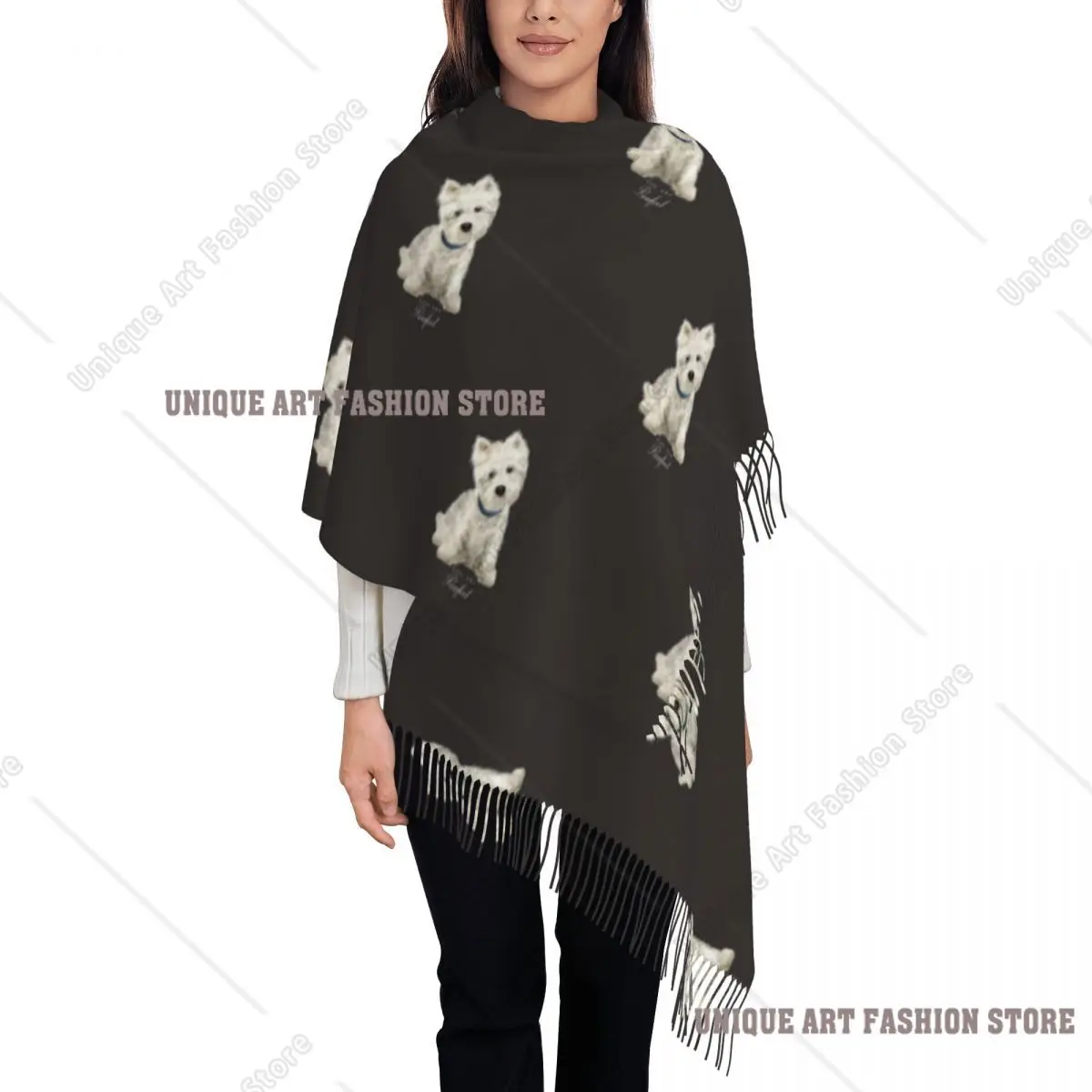 Westie West Highland Terrier Dog Scarf for Women Winter Warm Cashmere Shawl Wrap Cute Puppy Long Scarves with Tassel Lightweight
Westie West Highland Terrier Dog Scarf for Women Winter Warm Cashmere Shawl Wrap Cute Puppy Long Scarves with Tassel Lightweight
