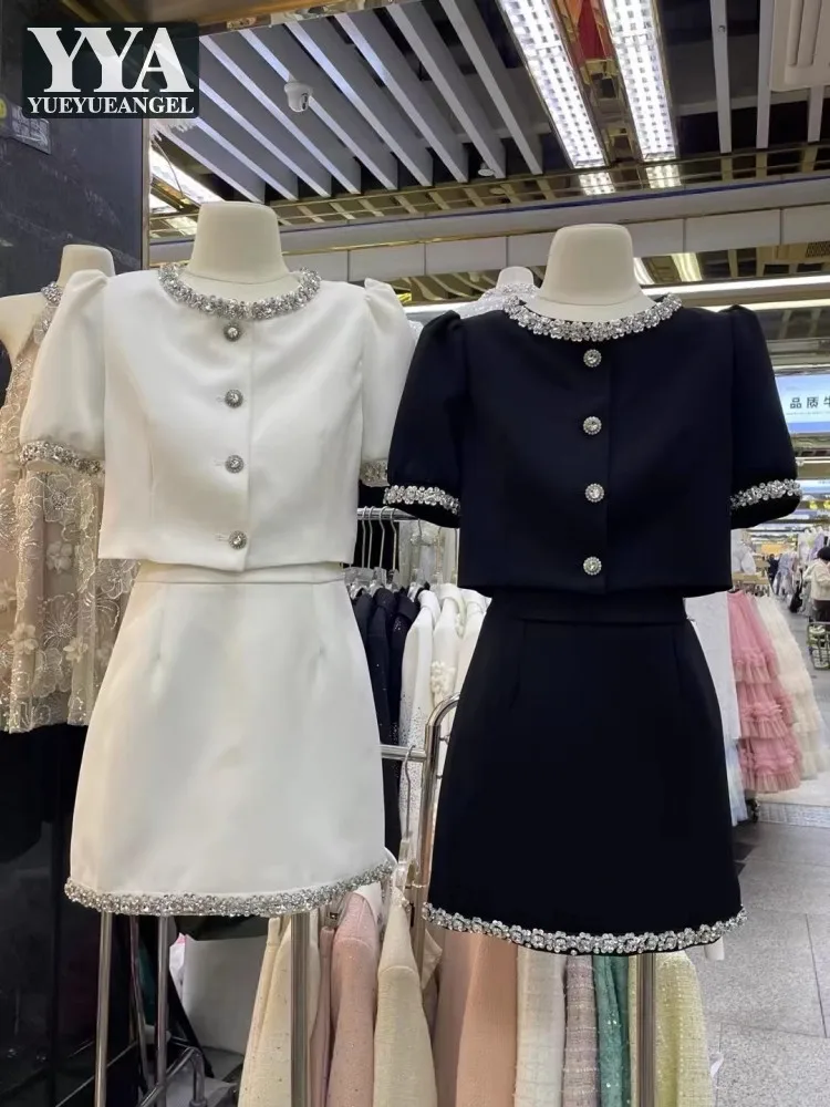 Summer Elegant Women Diamonds Beading Tops Mini Skirt Short Puff Sleeve Two Piece Set New Slim Fit Birthday Party Matching Sets
Summer Elegant Women Diamonds Beading Tops Mini Skirt Short Puff Sleeve Two Piece Set New Slim Fit Birthday Party Matching Sets