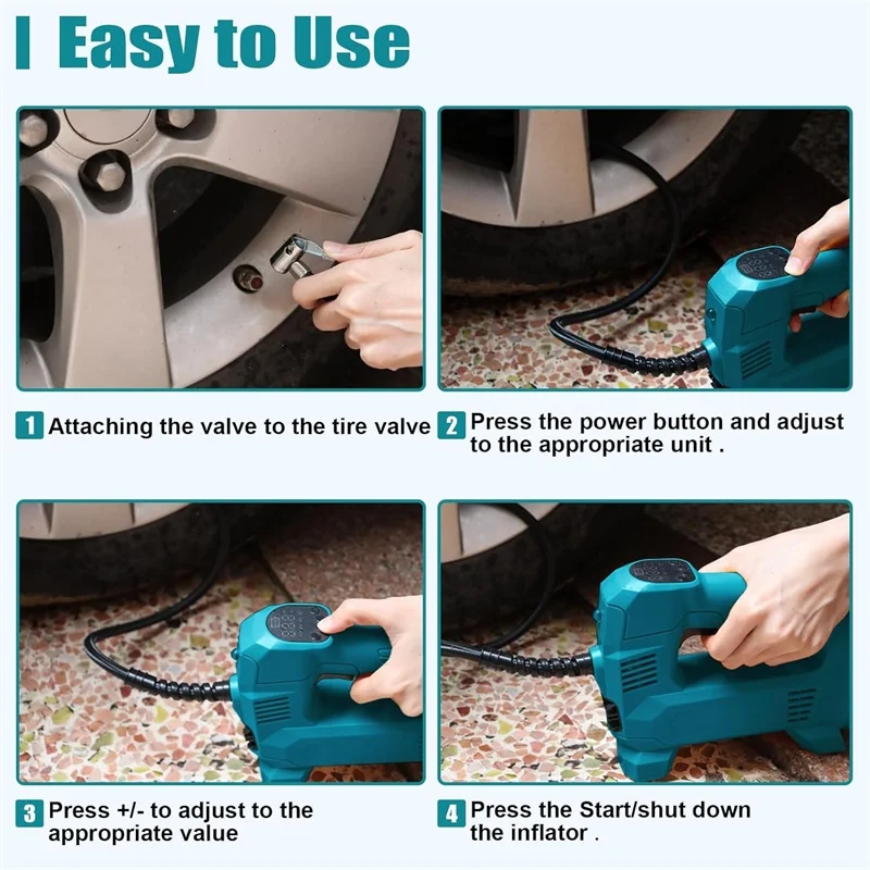 Cordless Tire Inflator Handheld Air Pump Air Compressor for Makita, 18V Li-ion Battery Pressure Gauge for Cars Motorcycles
Cordless Tire Inflator Handheld Air Pump Air Compressor for Makita, 18V Li-ion Battery Pressure Gauge for Cars Motorcycles