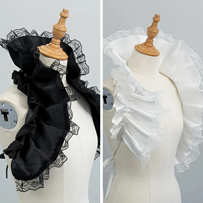 Vintage Victorian Ruffled Shrug Shawl Gothic Palace Style Lace Satin Fake Collar Shoulder Wrap Capelet Jabot Cosplay Costume
Vintage Victorian Ruffled Shrug Shawl Gothic Palace Style Lace Satin Fake Collar Shoulder Wrap Capelet Jabot Cosplay Costume