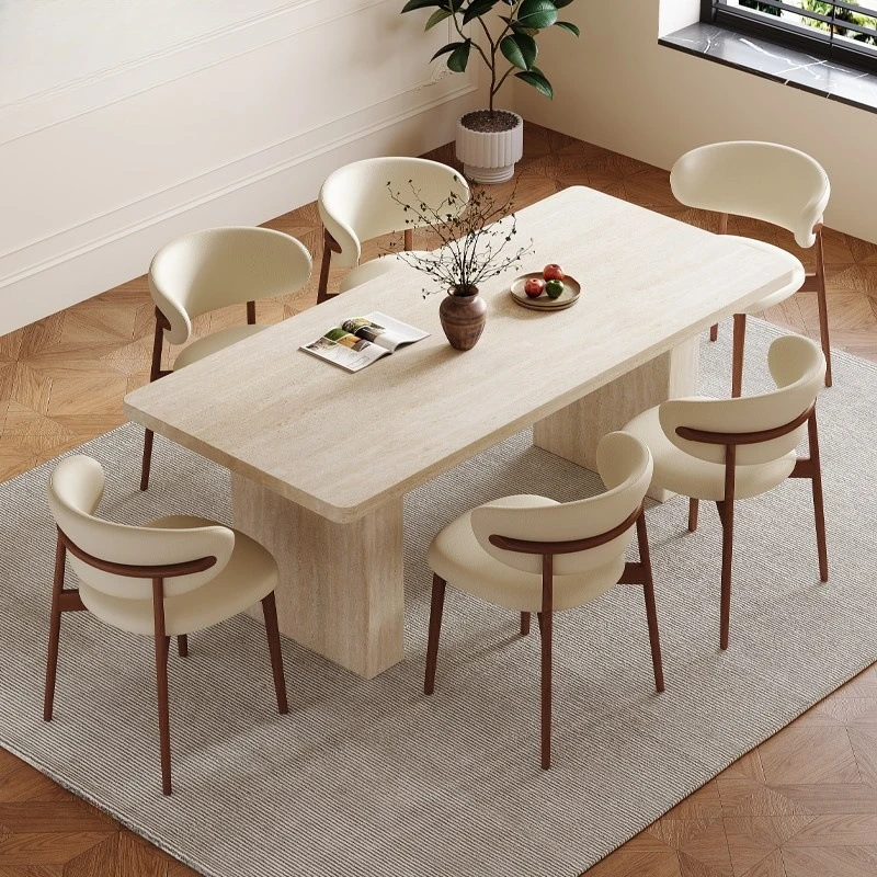 Wabi Sand small apartment medieval travertine rock slab dining table and chair combination French designer household
Wabi Sand small apartment medieval travertine rock slab dining table and chair combination French designer household