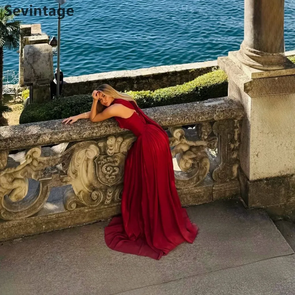 Sevintage 2026 Red A Line Halter Neck Silk Maxi Evening Dress Formal Prom Dress Dubai Wedding Party Gown Customized
Sevintage 2026 Red A Line Halter Neck Silk Maxi Evening Dress Formal Prom Dress Dubai Wedding Party Gown Customized