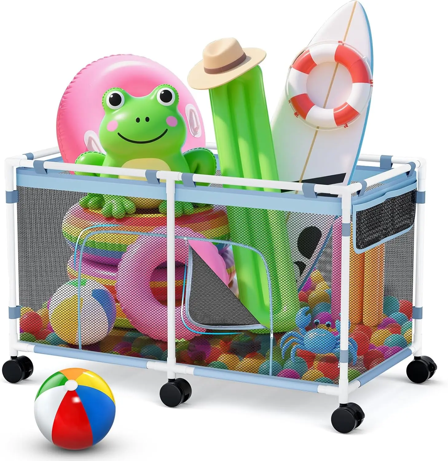 Rolling Pool Float Storage Bin with Zipper, 69x32x35 inch Outdoor Toy Organizer for Noodles, Beach Balls, Above Ground Pool Accessories
Rolling Pool Float Storage Bin with Zipper, 69x32x35 inch Outdoor Toy Organizer for Noodles, Beach Balls, Above Ground Pool Accessories