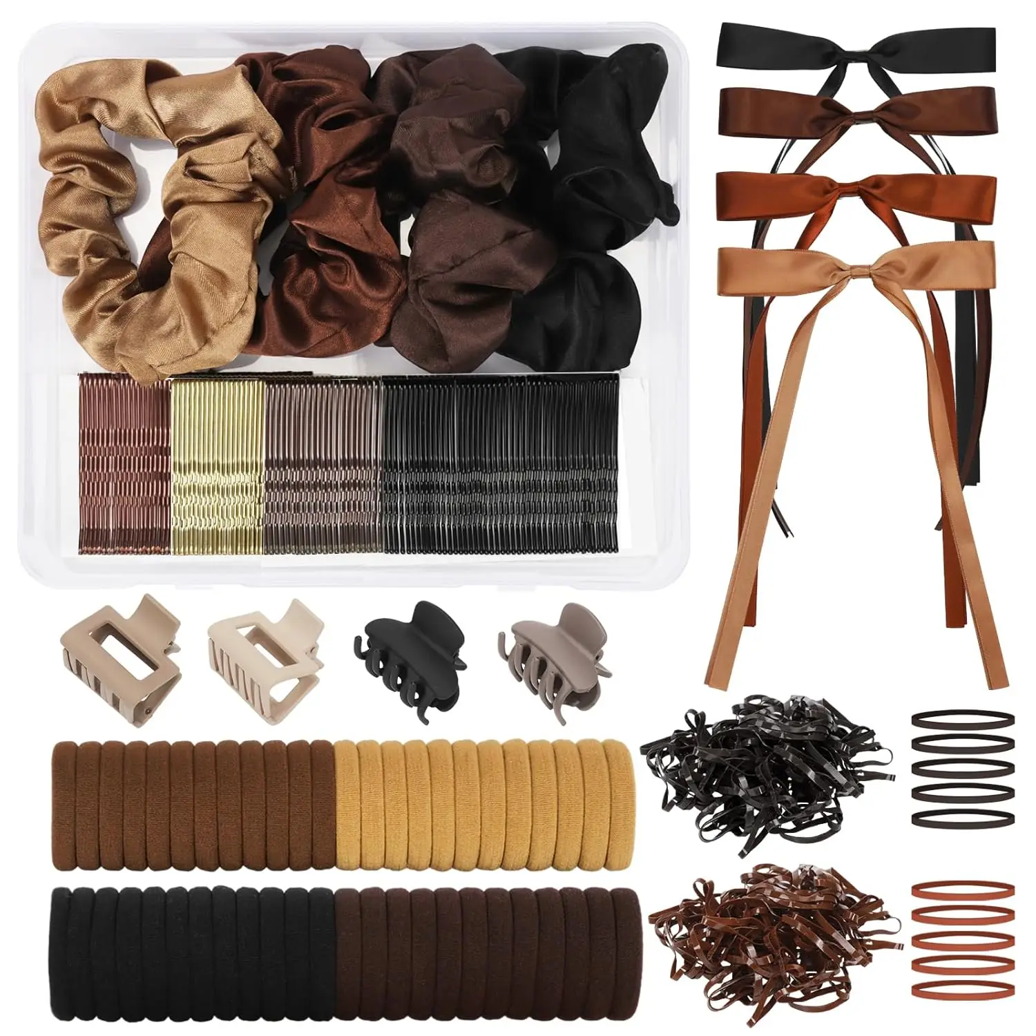 860Pcs Hair Accessories Set: Bows, Scrunchies, Bobby Pins, Claw Clips, Elastic Bands with Box
860Pcs Hair Accessories Set: Bows, Scrunchies, Bobby Pins, Claw Clips, Elastic Bands with Box
