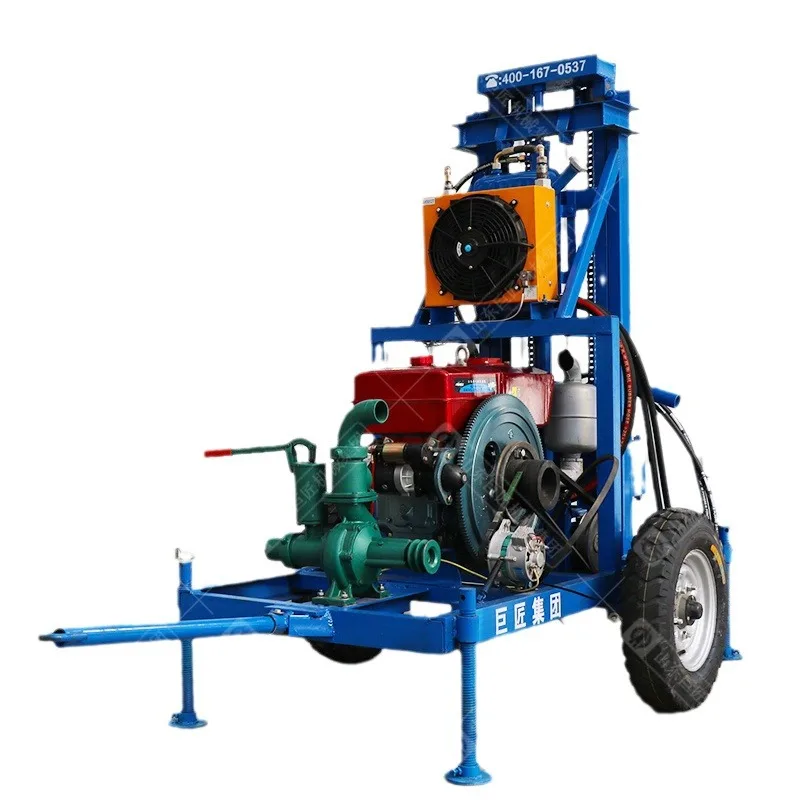 Household wheeled diesel drilling rig, civil water-gas dual-purpose drilling rig
Household wheeled diesel drilling rig, civil water-gas dual-purpose drilling rig