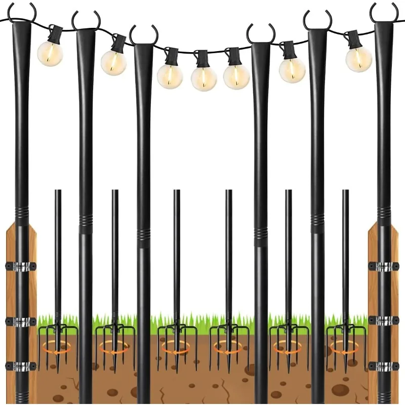6 Pack String Light Poles for Outside, 10ft Heavy-Duty Metal Light Poles for Outdoor String Lights with Fork, Adjustable Lightin
6 Pack String Light Poles for Outside, 10ft Heavy-Duty Metal Light Poles for Outdoor String Lights with Fork, Adjustable Lightin