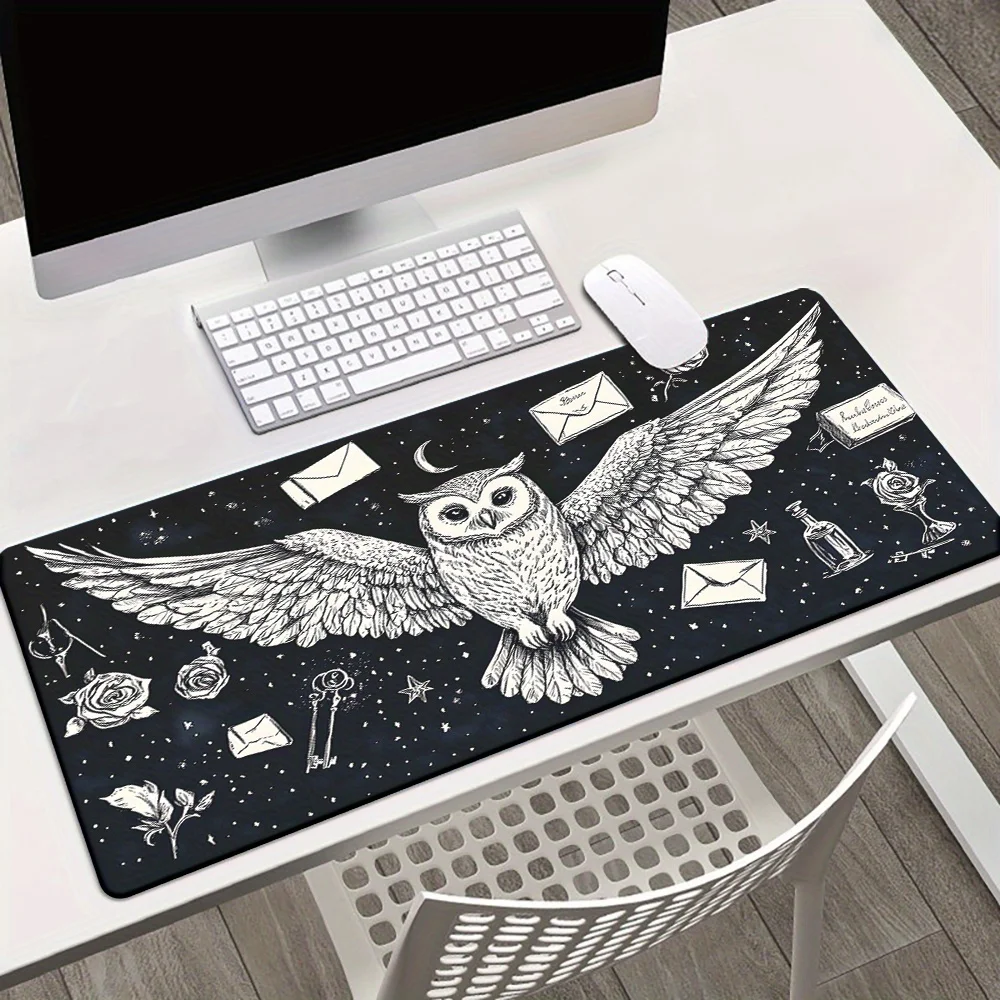 Mystical Owl Constellation Mousepad XXL Extended Desk Mat Durable Rubber Gaming Keyboard Pad Office Accessory