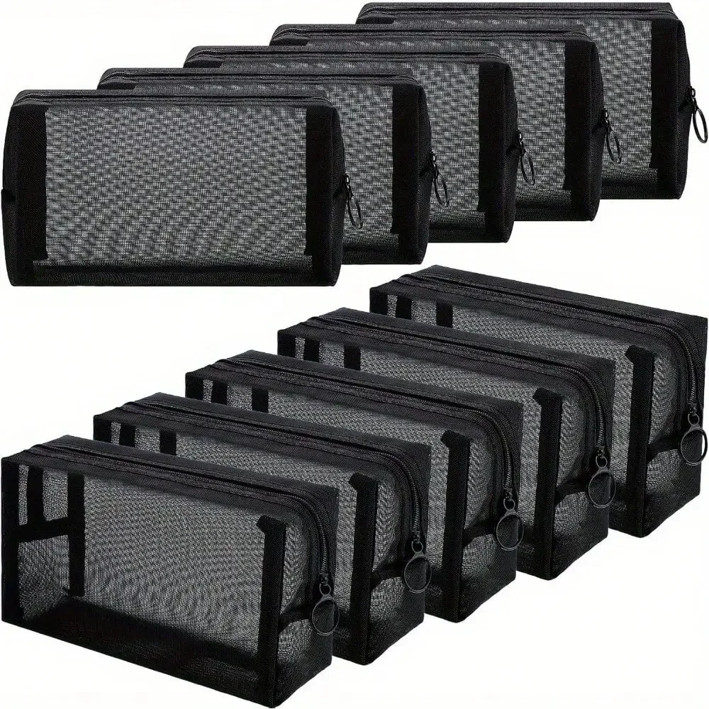 10pcs Mesh Makeup Bag Portable Mesh Cosmetic Bag Black Zipper Pouch Breathable Travel Toiletry Bag For Home Offices Travel
10pcs Mesh Makeup Bag Portable Mesh Cosmetic Bag Black Zipper Pouch Breathable Travel Toiletry Bag For Home Offices Travel
