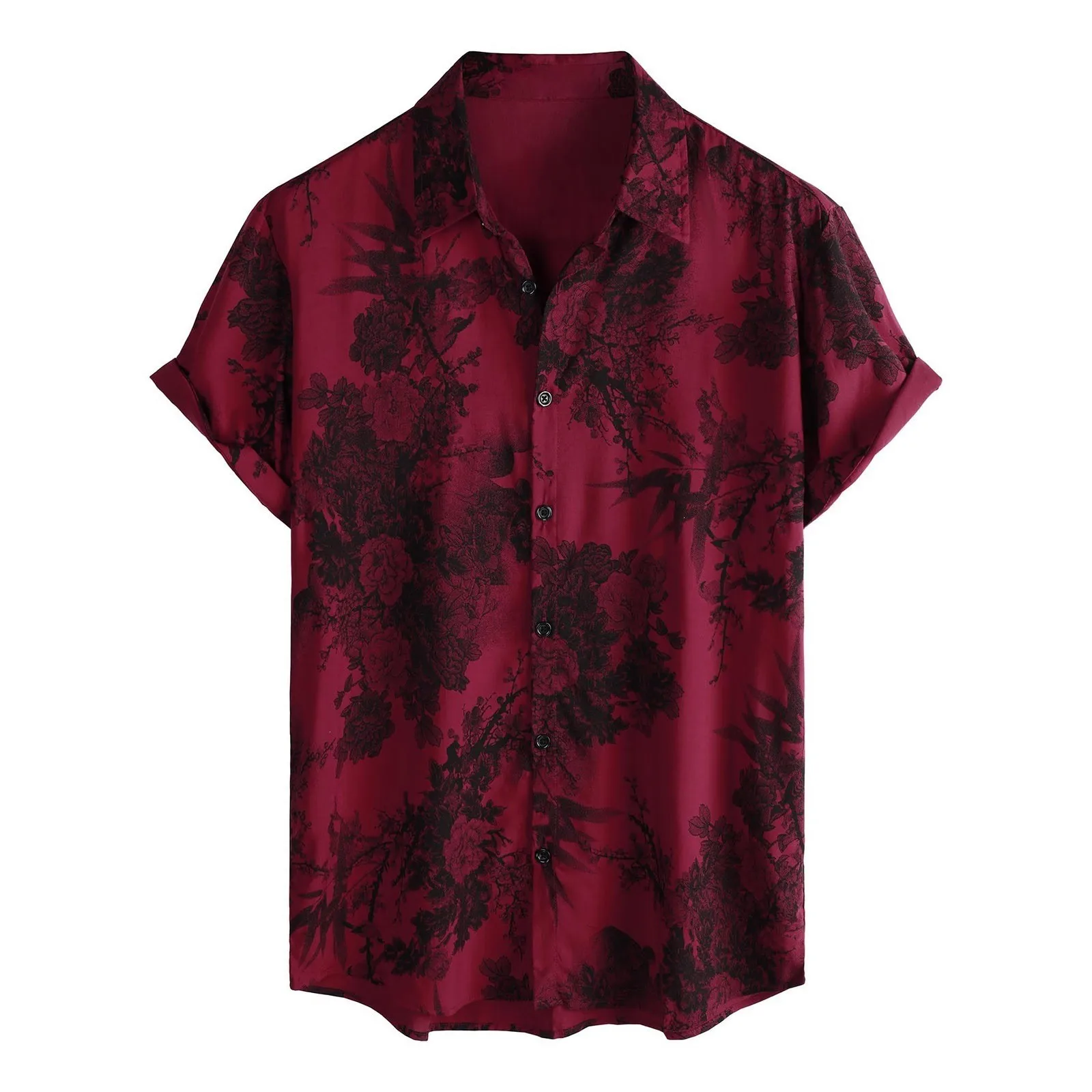 3D Digital Printed Men's Short Sleeved Shirt - Retro Flower Pattern 4