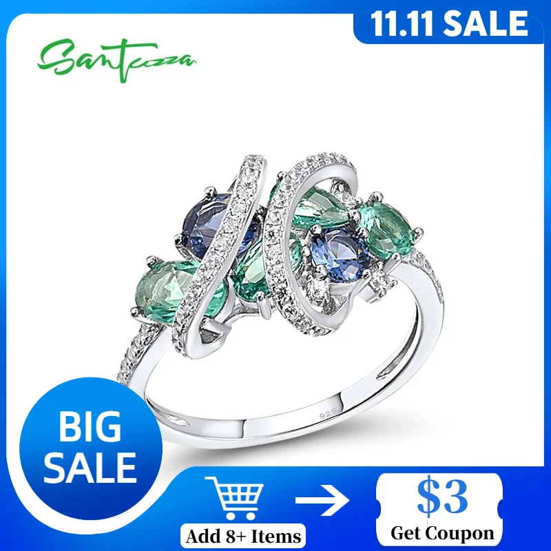 SANTUZZA кольца из стерлингового серебра 925 пробы для женщин, зеленый, синий шпинель, белый драгоценный камень CZ, оригинальные свадебные подарки anillos, ювелирные изделия
SANTUZZA кольца из стерлингового серебра 925 пробы для женщин, зеленый, синий шпинель, белый драгоценный камень CZ, оригинальные свадебные подарки anillos, ювелирные изделия