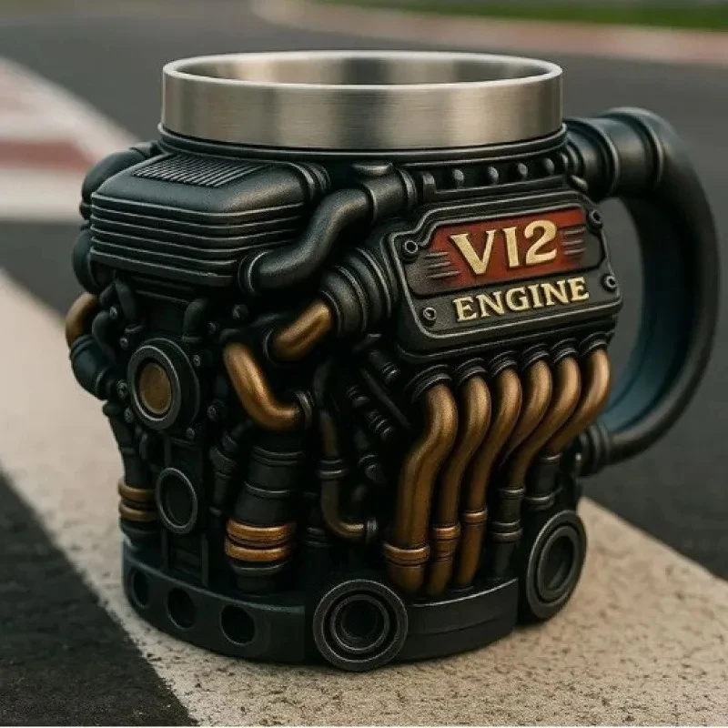 Handmade V12 Engine Design Stainless Steel Coffee Cup, Unique 3D Tea Mug for Car Enthusiasts, Home & Office Desktop Drinkware
Handmade V12 Engine Design Stainless Steel Coffee Cup, Unique 3D Tea Mug for Car Enthusiasts, Home & Office Desktop Drinkware